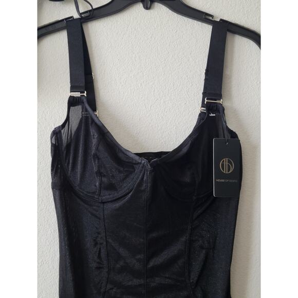 House of Desire Yasmine Shine Mesh Open Cup Babydoll Set Black Sz 1X /2X - Picture 5 of 10